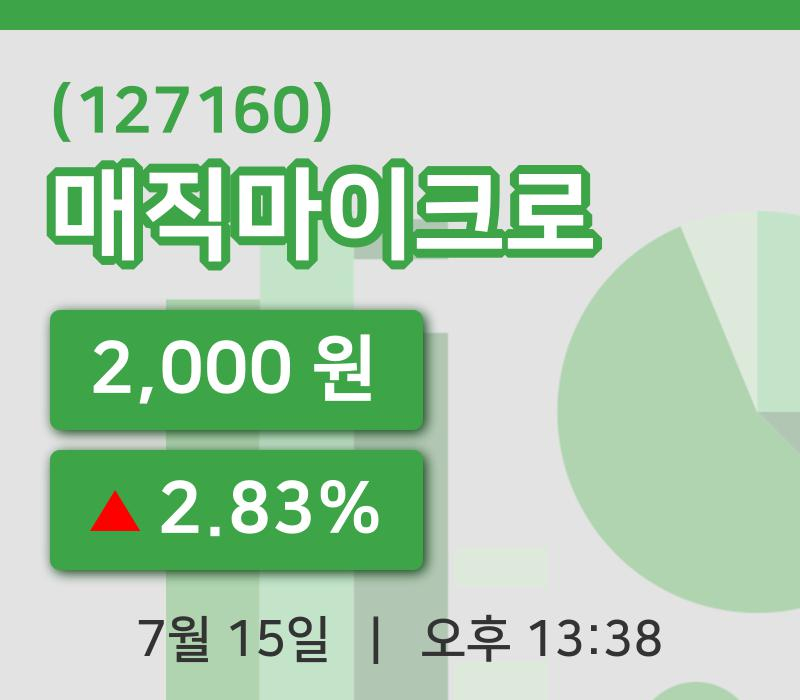 [매직마이크로주가] 13시 38분 현재 2,000원
