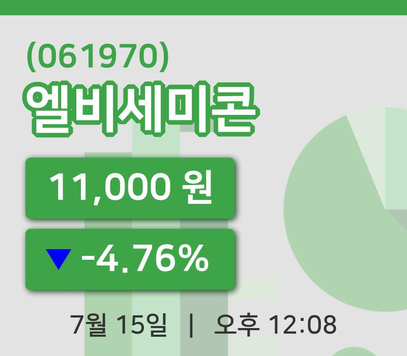 [엘비세미콘주가] 15일 12시 08분 현재 11,000원