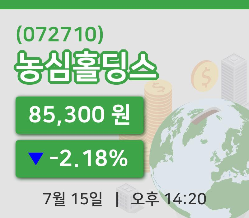 [농심홀딩스주가] 15일 14시 20분 현재 85,300원