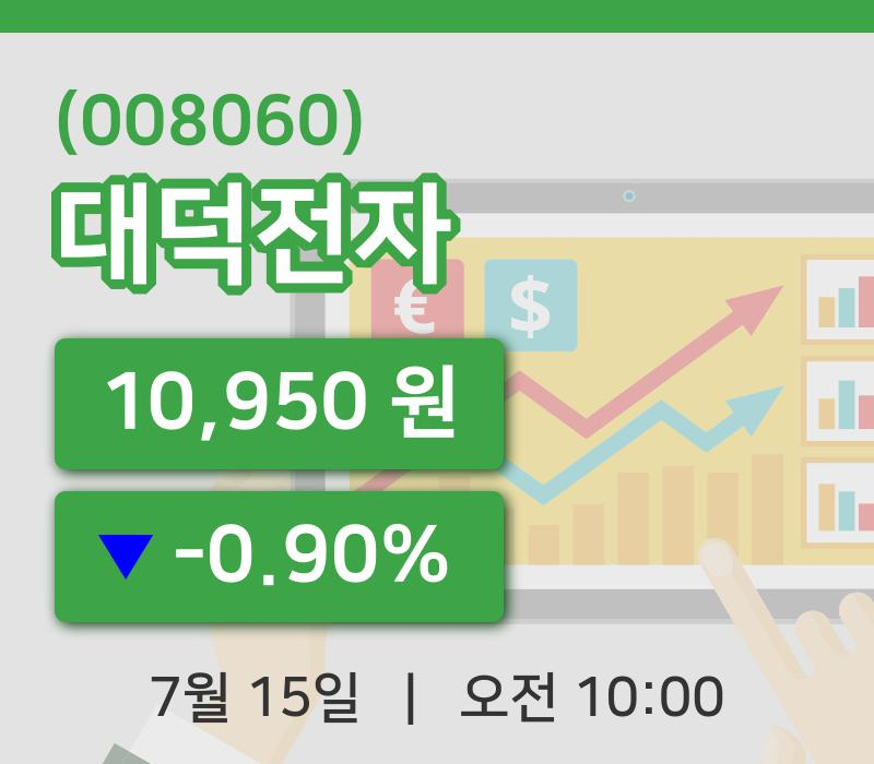 [대덕전자주가] 10시 00분 현재 10,950원