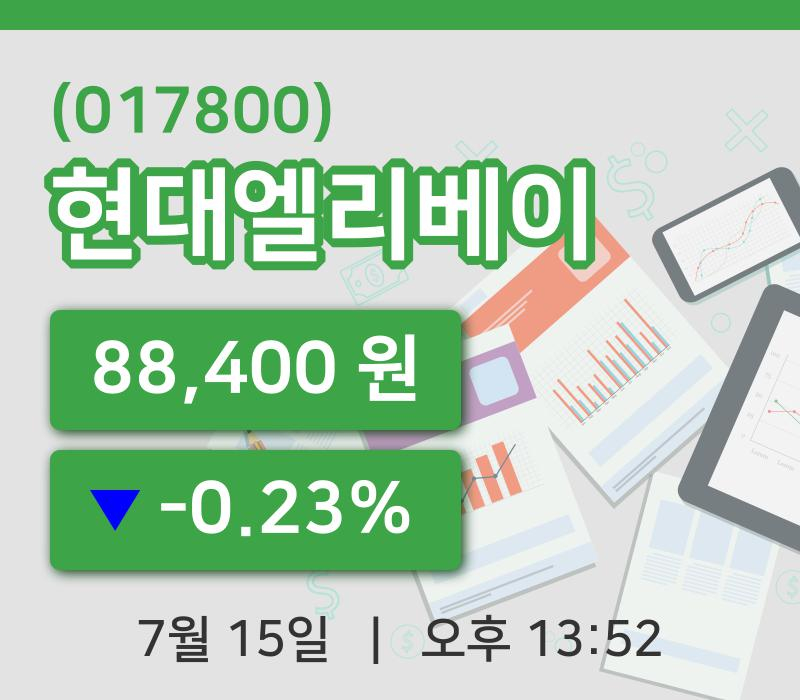 [현대엘리베이주가] 15일 이시각 현재  88,400원