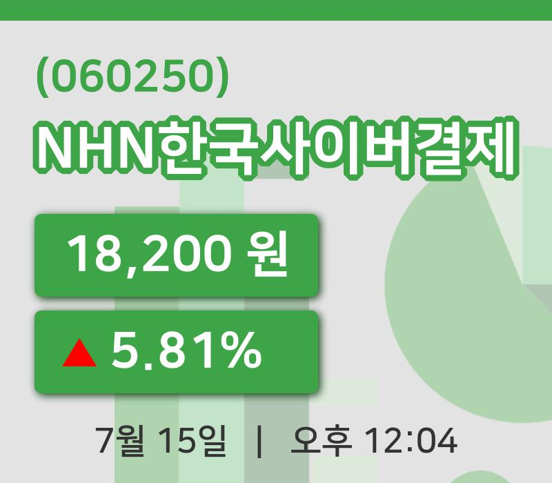 [NHN한국사이버결제주가] 15일 이시각 현재  18,200원
