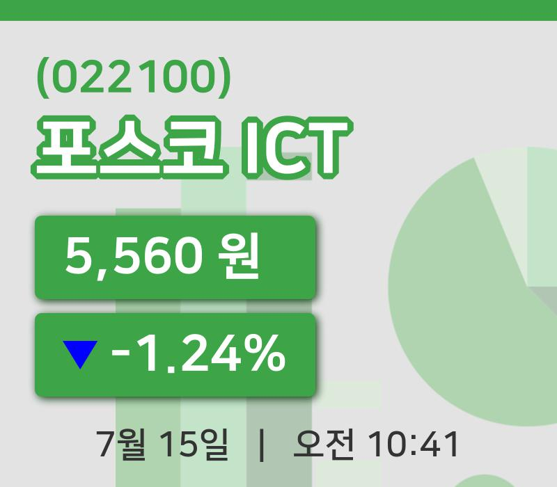 [포스코 ICT주가] 15일 10시 41분 현재 5,560원