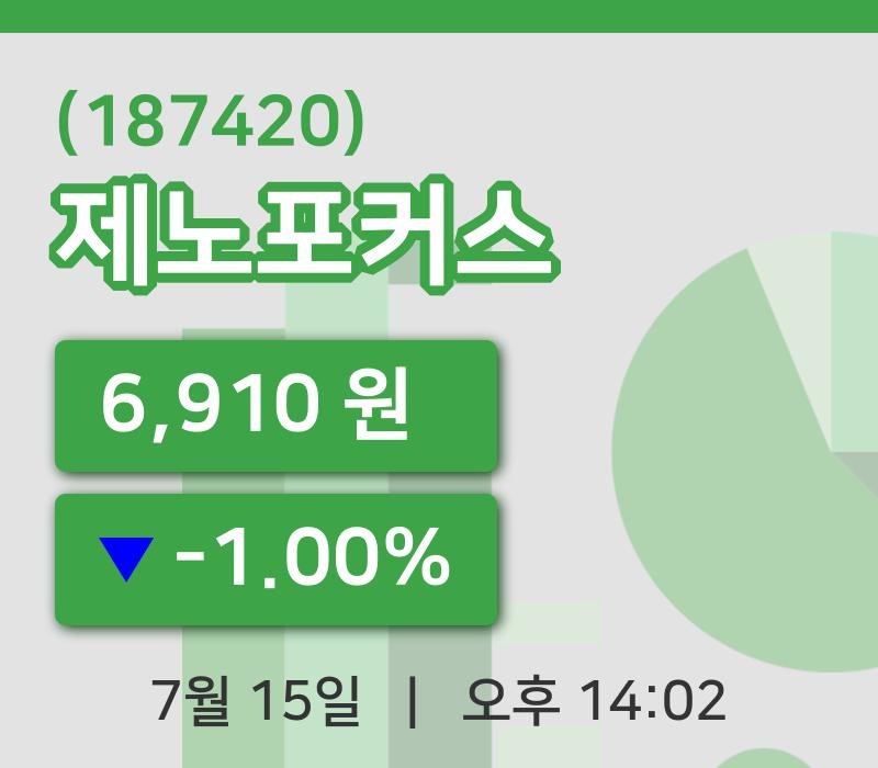 [제노포커스주가] 15일 14시 02분 현재 6,910원