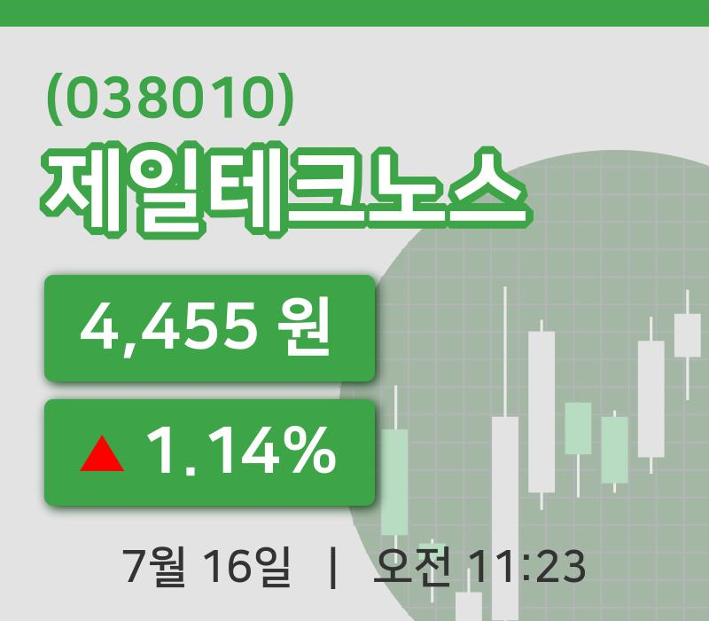 [제일테크노스주가] 11시 23분 현재 4,455원