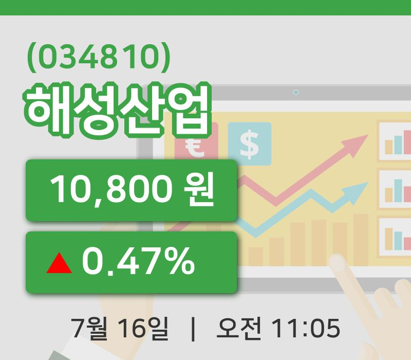 [해성산업주가] 11시 05분 현재 10,800원