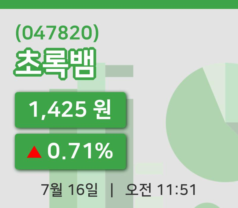 [초록뱀주가] 16일 이시각 현재  1,425원