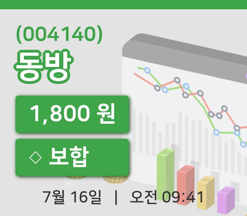 [동방주가] 16일 9시 41분 현재 1,800원