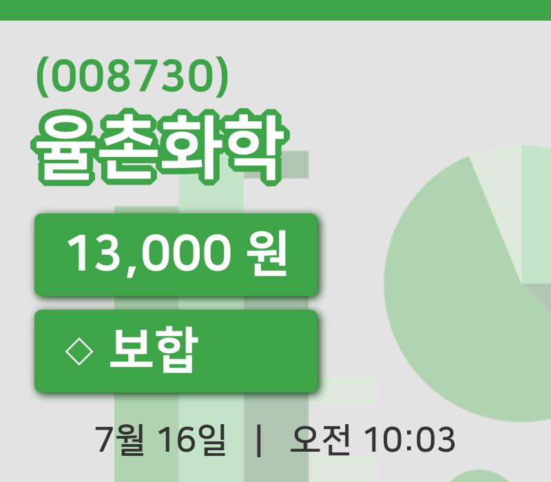 [율촌화학주가] 16일 이시각 현재  13,000원