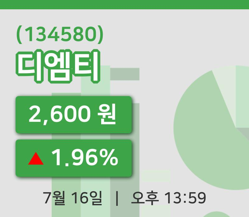 [디엠티주가] 16일 13시 59분 현재 2,600원
