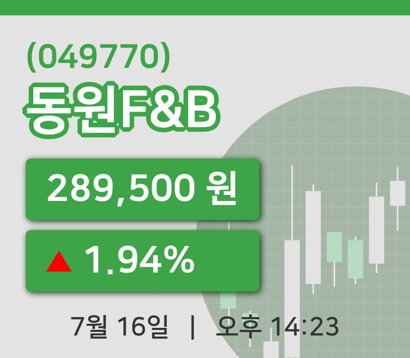 [동원F&B주가] 16일 14시 23분 현재 289,500원