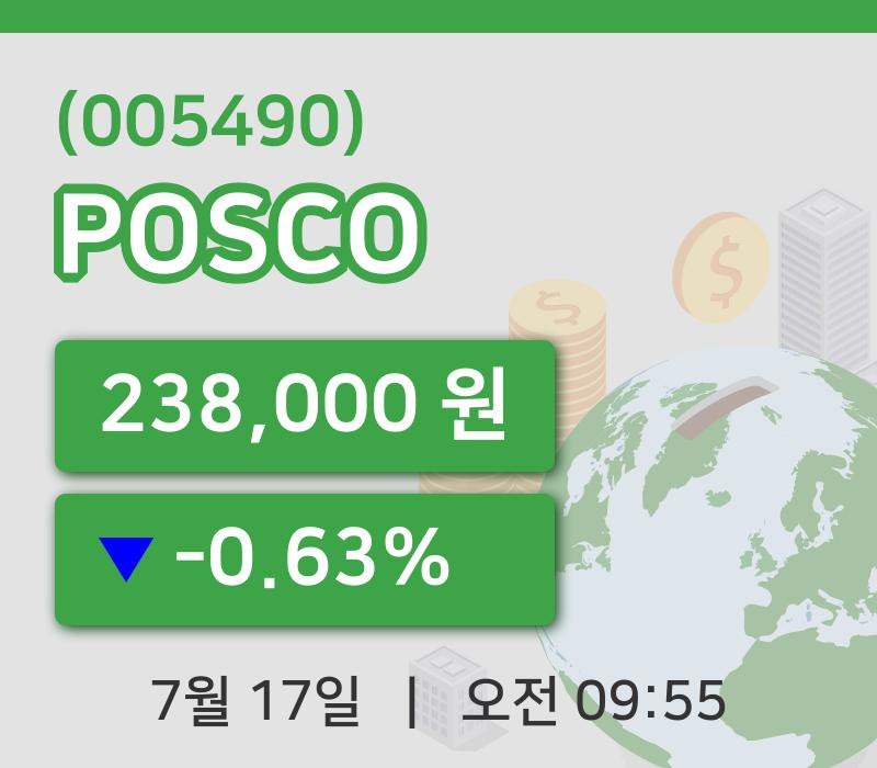 [POSCO주가] 17일 이시각 현재  238,000원