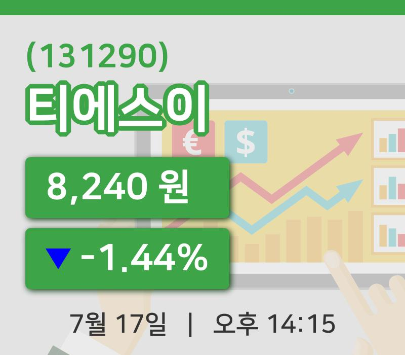 [티에스이주가] 17일 14시 15분 현재 8,240원