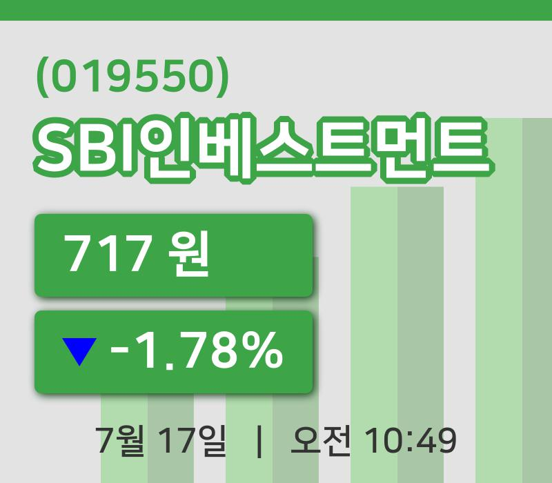 [SBI인베스트먼트주가] 17일 이시각 현재  717원