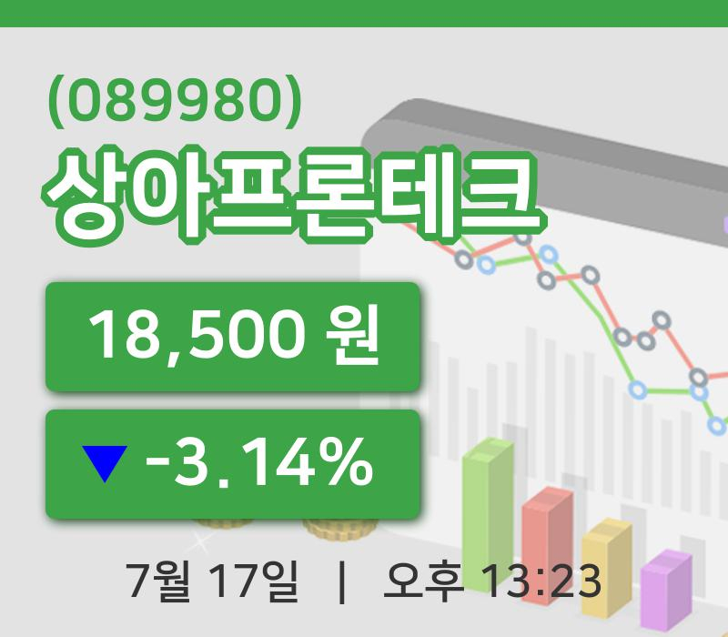 [상아프론테크주가] 13시 23분 현재 18,500원