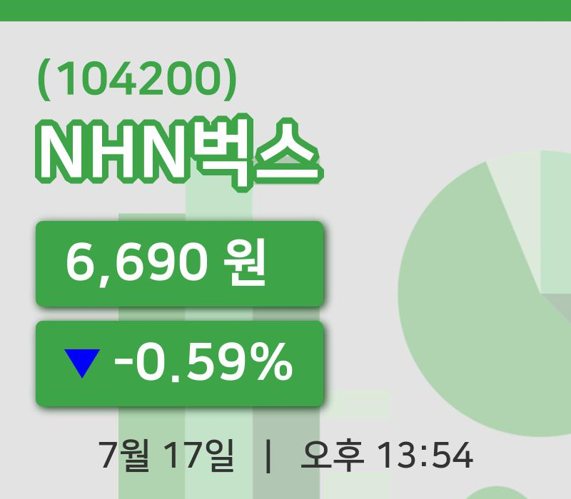 [NHN벅스주가] 17일 13시 54분 현재 6,690원