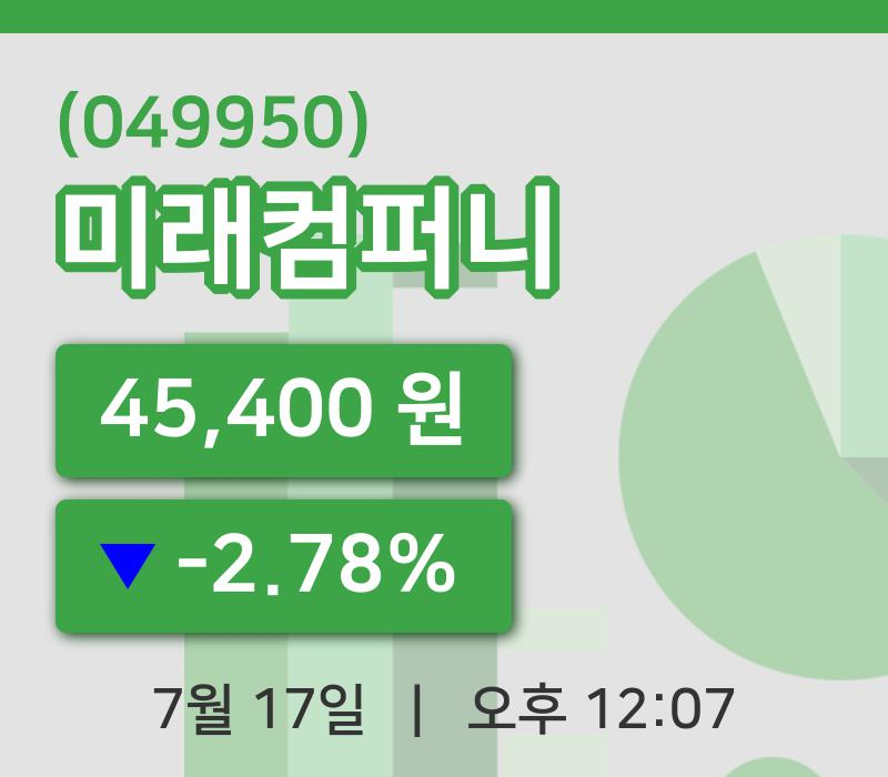 [미래컴퍼니주가] 17일 12시 07분 현재 45,400원