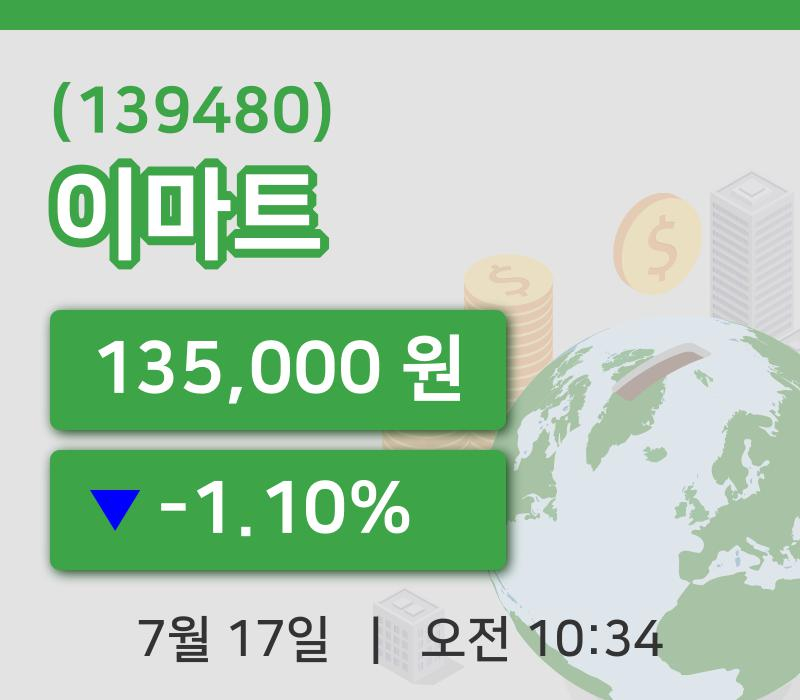 [이마트주가] 17일 10시 34분 현재 135,000원
