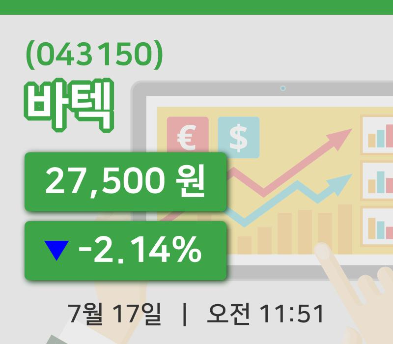 [바텍주가] 11시 51분 현재 27,500원