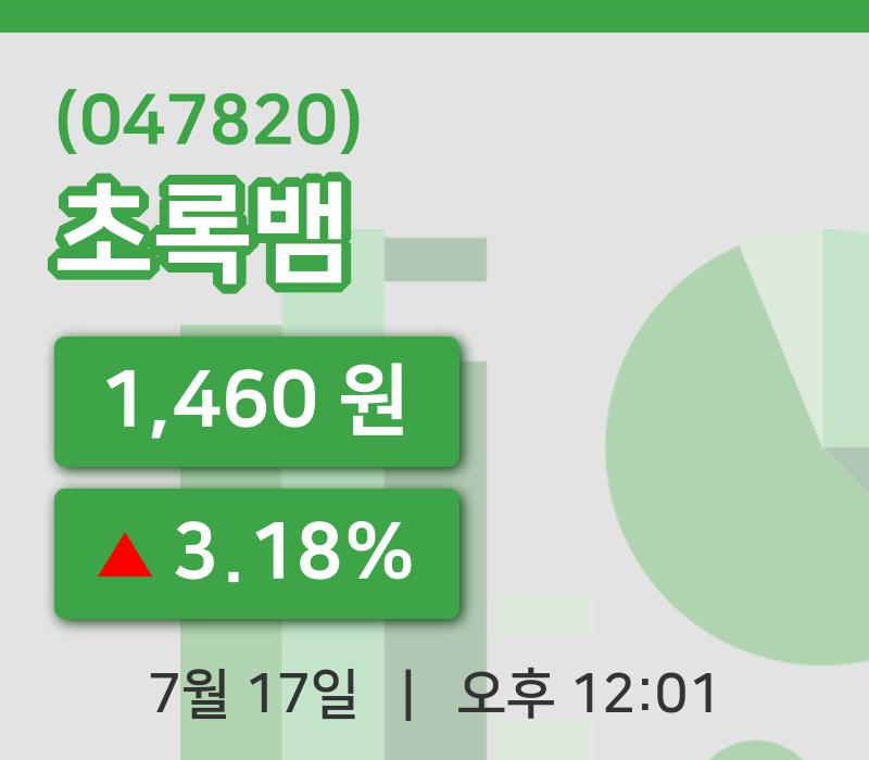 [초록뱀주가] 17일 이시각 현재  1,460원