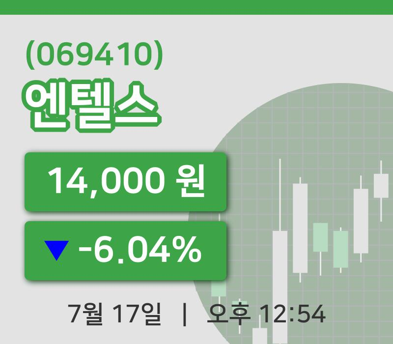 [엔텔스주가] 17일 12시 54분 현재 14,000원