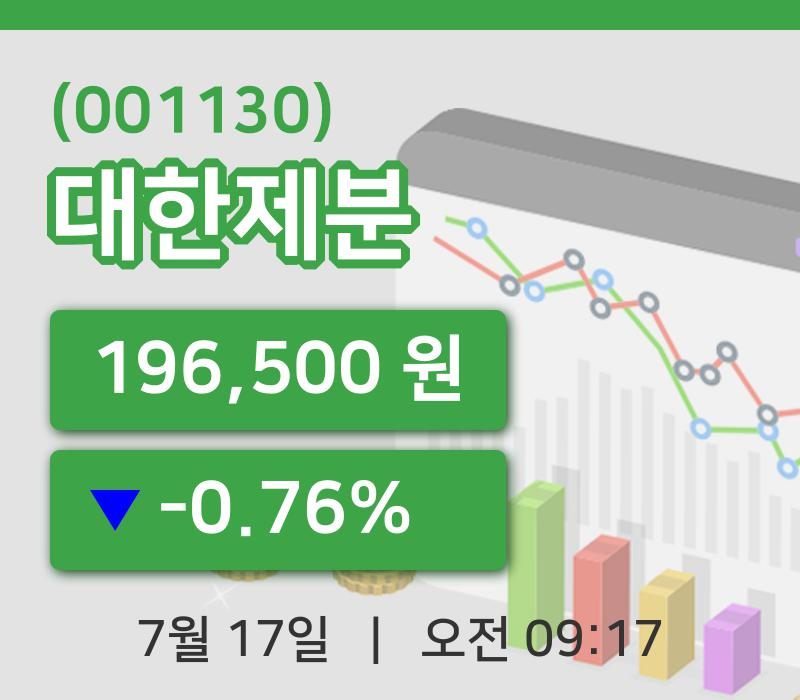 [대한제분주가] 9시 17분 현재 196,500원