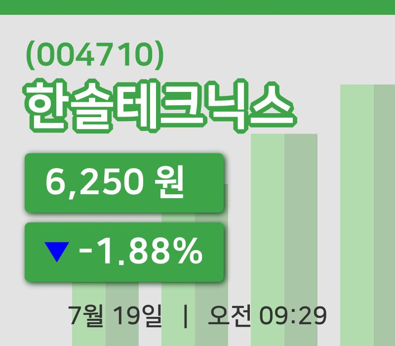 [한솔테크닉스주가] 19일 이시각 현재  6,250원