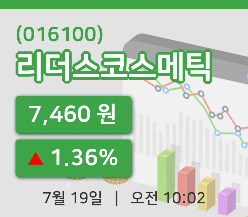 [리더스코스메틱주가] 19일 이시각 현재  7,460원
