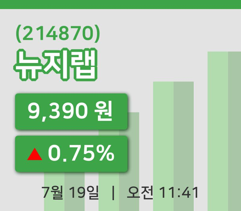 [뉴지랩주가] 19일 11시 41분 현재 9,390원