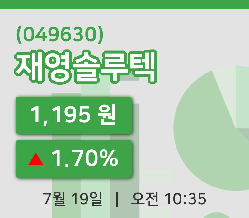 [재영솔루텍주가] 19일 10시 35분 현재 1,195원
