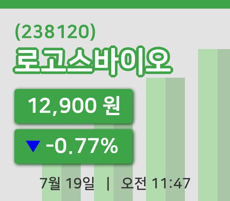 [로고스바이오주가] 19일 이시각 현재  12,900원