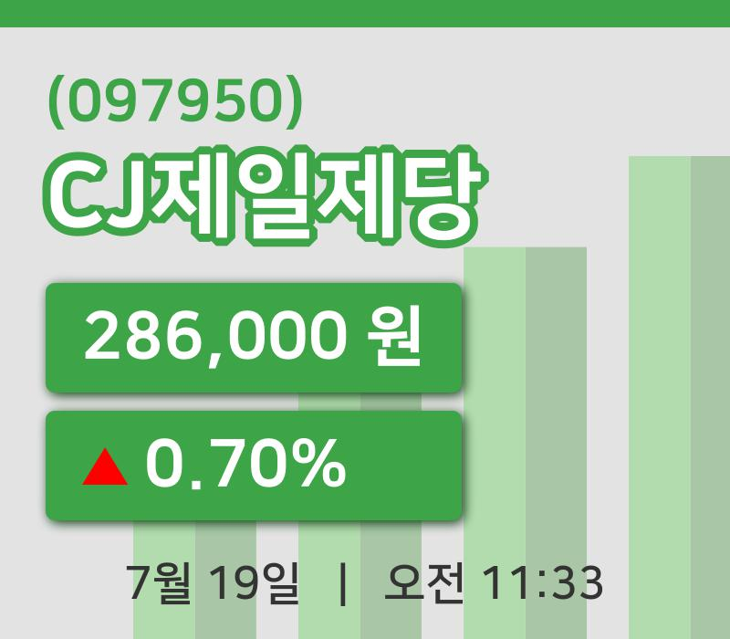 [CJ제일제당주가] 19일 11시 33분 현재 286,000원