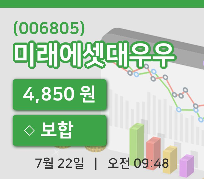 [미래에셋대우우주가] 9시 48분 현재 4,850원