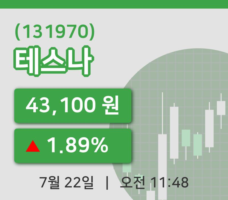 [테스나주가] 22일 11시 48분 현재 43,100원