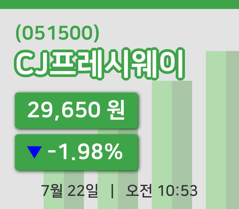 [CJ프레시웨이주가] 22일 이시각 현재  29,650원