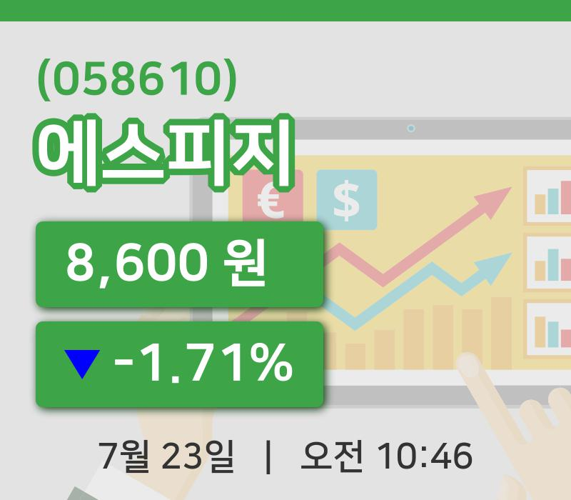 [에스피지주가] 10시 46분 현재 8,600원