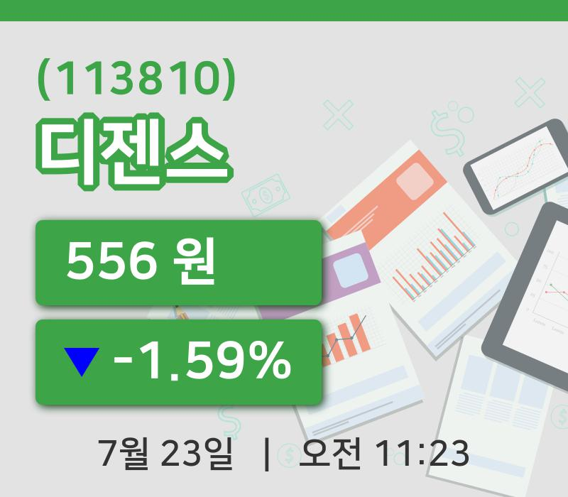 [디젠스주가] 11시 23분 현재 556원