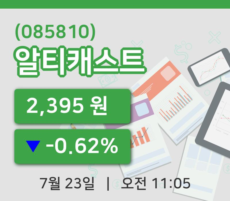 [알티캐스트주가] 11시 05분 현재 2,395원