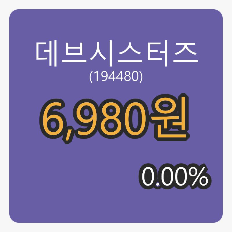 데브시스터즈 6일 장종주가 6,980원 전일대비 0.00% 변동..