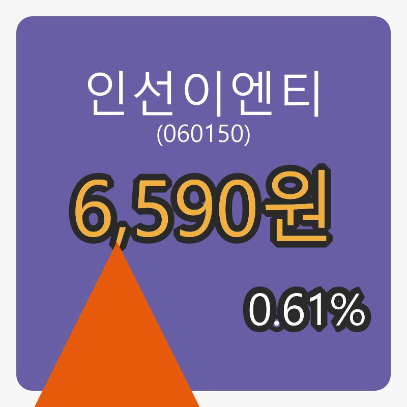 인선이엔티 6일 장종주가 6,590원 전일비 0.61%등락..