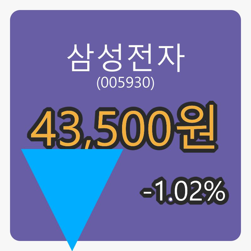 6일 삼성전자장종주가 43,500원 전일대비 -1.02퍼센트등락..