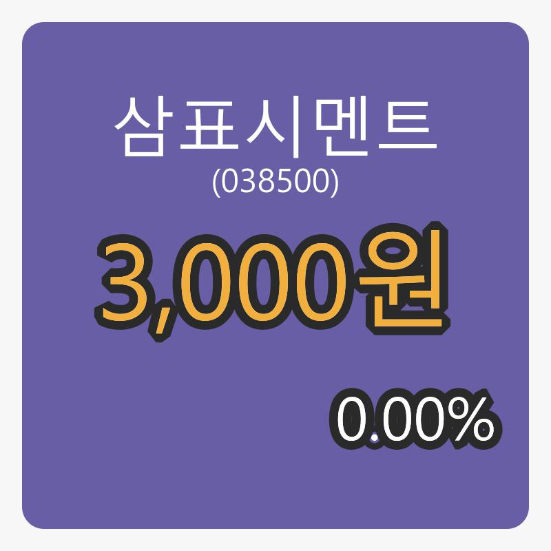 6일 삼표시멘트장종주가 3,000원 전일대비 0.00% 변동..