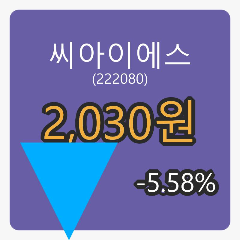 씨아이에스 6일 장종주가 2,030원