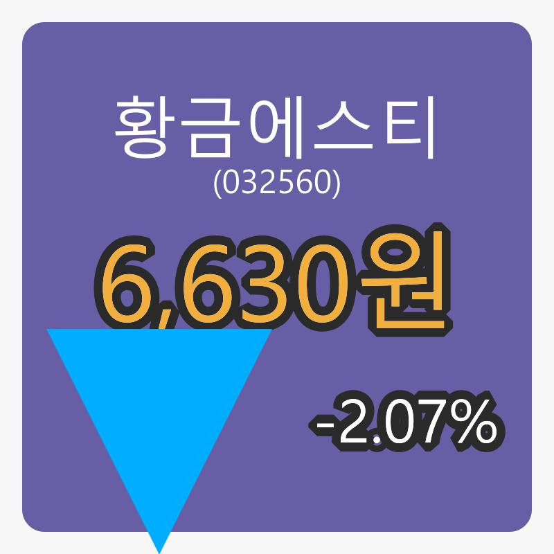 6일 황금에스티장종주가 6,630원 -2.07% 변동..