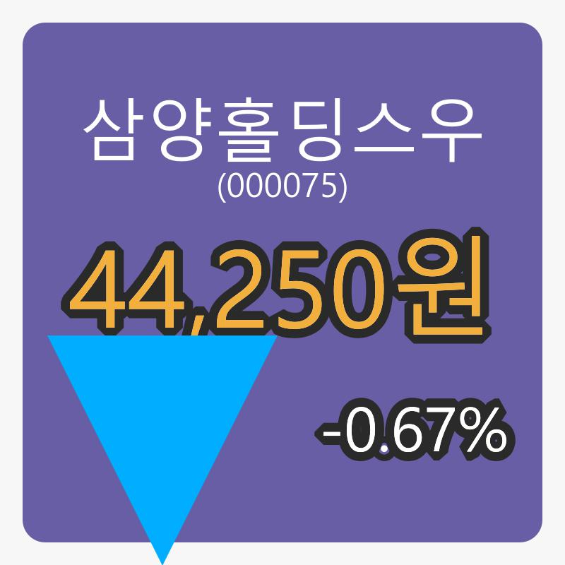 6일 삼양홀딩스우장종주가 44,250원, 전일비 -0.67퍼센트등락..