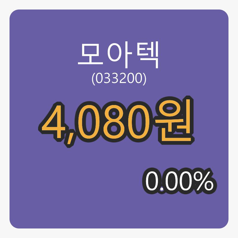 6일 모아텍마감가 4,080원 전일비 0.00프로등락..