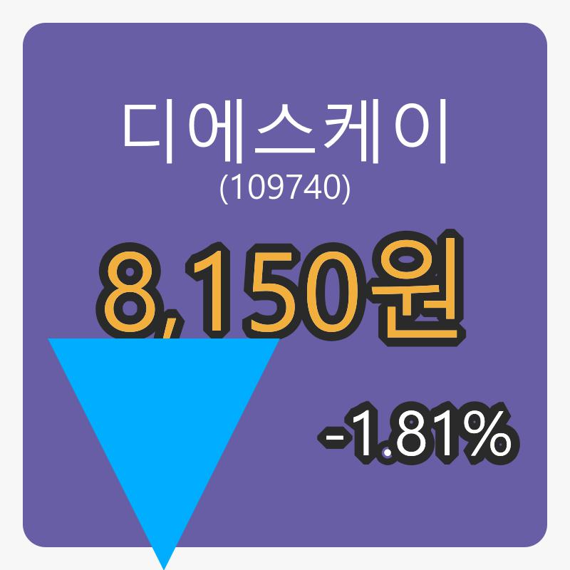 디에스케이 6일 장종주가 8,150원, 전일비 -1.81%등락..