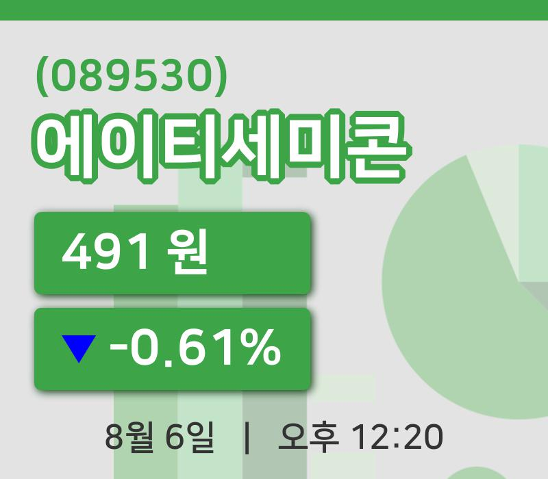 [에이티세미콘주가] 12시 20분 현재 491원
