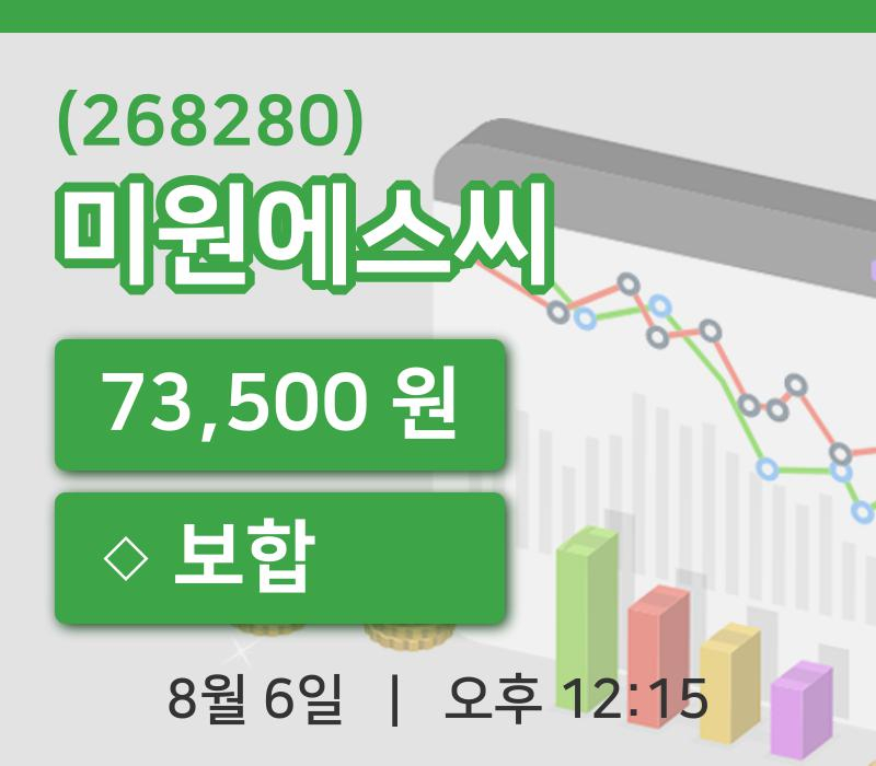 [미원에스씨주가] 6일 이시각 현재  73,500원