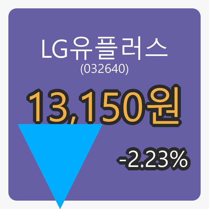 LG유플러스장종주가 13,150원 -2.23프로 등락..